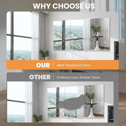 pertetey Home Gym Mirror, 56X24 Inch(1Pack) Large Frameless Tempered Glass Full Body Wall Mounted Mirror for Gym, Yoga, Exercise, Dance Studio