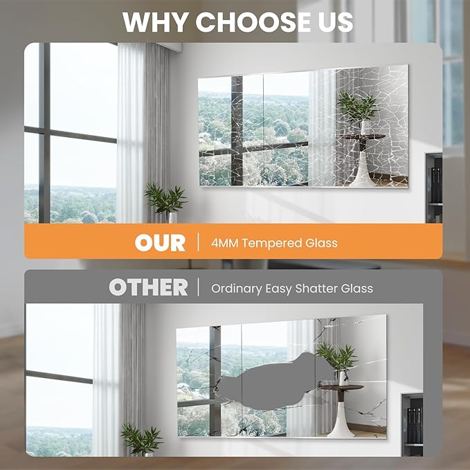 pertetey Home Gym Mirror, 83X40 Inch(Each)-2Pack Large Frameless Tempered Glass Full Body Wall Mounted Mirror for Gym, Yoga, Exercise, Dance Studio