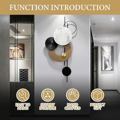HEBOIX 22''Lx46''W Large Metal Wall Decor Modern Metal Wall Art 3D Wall Sculptures Handmade Wall Hanging Decoration for Living Room Dinning Room Bedroom Entryway Kitchen Office