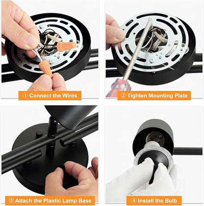 BoostArea 5 Light Track Lighting Kit, Black 5 Way Ceiling Spot Lighting, Center Swivel Track Light Heads, Flexibly Rotatable Light Head for Kitchen, Living Room, Bedroom, GU10 Bulb Not Included