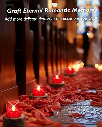 merrynights Flameless Candles, 12 Pack Tea Lights Candle Battery Operated, Flameless Tealight Votives, Realistic Tea Lights for Halloween Christmas Party Decor -D 1.5” x H 1.25”-Red Light