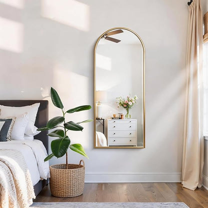 CIRCUMI Arched Wall Mirror, 20"x48" Gold Arched Mirror with Tempered Glass, Metal Frame, Large Size for Bathroom, Living Room,Entryway,Over Sink, Arch Mirror for Decor, Shatterproof&Crystal-Clear