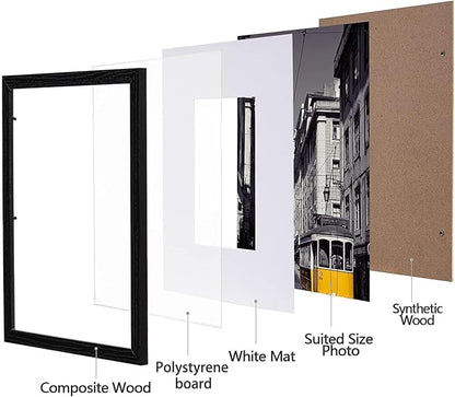 eletecpro 13x19 Picture Frames Set of 10, Gallery Wall Frame Display 11x17 Photo with Mat or 13x19 without Mat, Picture Frame Collage Wall Decor for Wall Mounting, Black