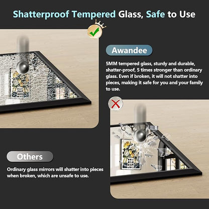 20x30 Inch Black Bathroom Mirror for Wall, Beveled Framed Rectangle Bathroom Vanity Mirrors for Over Sink, Bedroom, Living Room, Entryway, Anti-Rust, HD Tempered Glass, Horizontally/Vertically