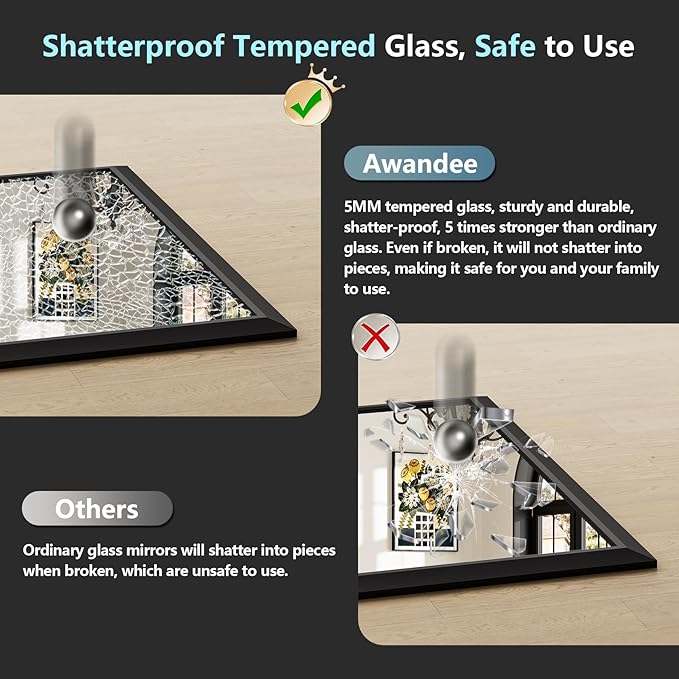 30x36 Inch Black Bathroom Mirror for Wall, Beveled Framed Rectangle Bathroom Vanity Mirrors for Over Sink, Bedroom, Living Room, Entryway, Anti-Rust, HD Tempered Glass, Horizontally/Vertically