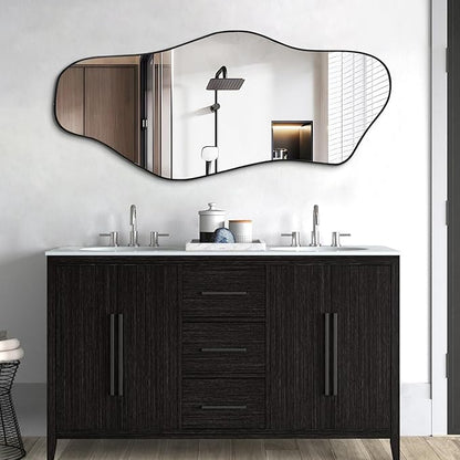 Irregular Mirror, 51.1"x23.6" Large Asymmetrical Frameless Mirror, Modern Abstract Wall Mirrors for Living Room Bedroom Hallway Entryway Bathroom, Hangs Vertically or Horizontally