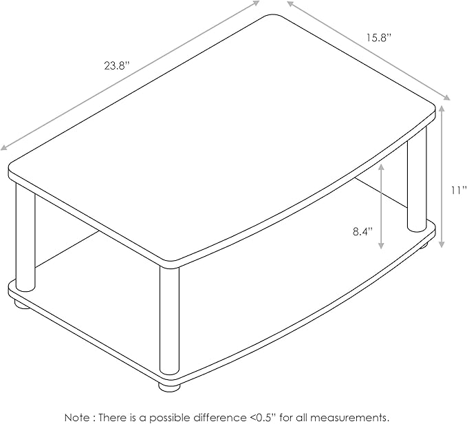 Furinno TURN-N-TUBE TV Riser Stand, 2-Tier Small Elevated No Tools TV Stand with Plastic Poles, Console for TV up to 32 inch, 15.8 x 23.8 x 11, for Living Room, Bedroom, Columbier Walnut