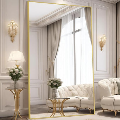 MELOMOIR Full Length Mirror, 44"x72" Oversized Floor Mirror Freestanding, Large Full Body Mirror for Bedroom Living Room Home Gym, Gold Mirror Full Length with Tempered Glass, Wall Mirror Full Length