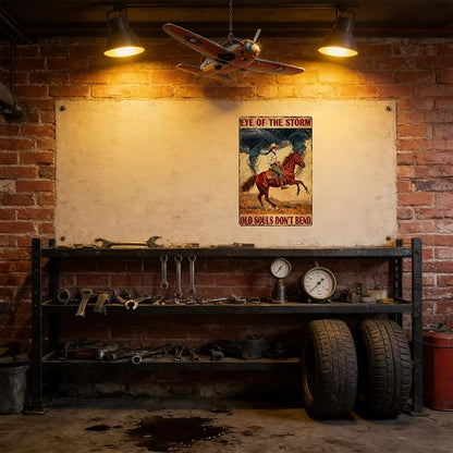 Cowboy Sign Vintage Metal Tin Sign Rustic Wall Art Retro Western Theme Iron Painting Decor for Ranch Kitchen Bar Cafe Game Room 12x8 Inch