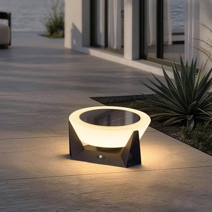 11.02" Corner Floor Lamp, IP54 Waterproof Floor Lamp Modern, 3000K Outdoor Light Lamps, Modern Solar Patio Lights Outdoor Free Standing, Smart Patio Lantern, Solar Powered Porch Lantern for Yard
