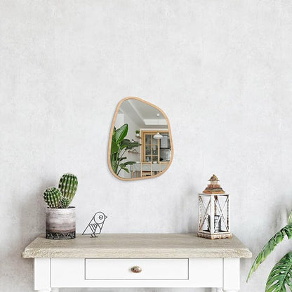 Asymmetrical Irregular Mirror Wall Mounted, Unique Vanity Mirror, Shaped Dressing Boho Mirror Decorative for Living Room, Bathroom, Bedroom, Entryway Wall Decor 14'' x 10''