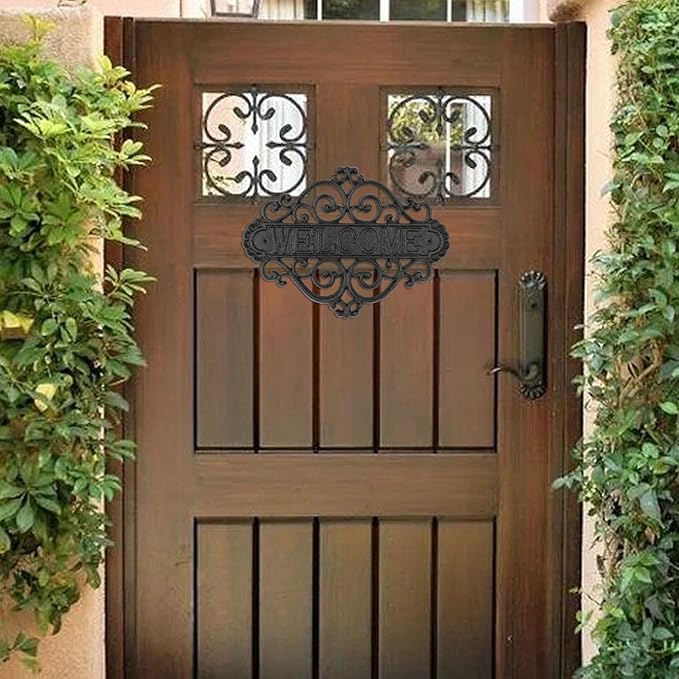 Vintage Cast Iron Welcome Signs for Outside Wall Mounted Welcome Wall Decoration for House Sign Plaque Bar Cafe Shop Front Door 1 Pcs (28 * 21 * 0.8CM)