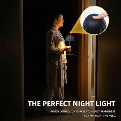 Modern 2-in-1 Table Lamp & Bottle Lamp, Pleated Metal Shade Touch Control Lamp | Adjustable Height, Warm Light & RGB, Stepless Dimming, Anti-Tip Design,Umbrella,Black