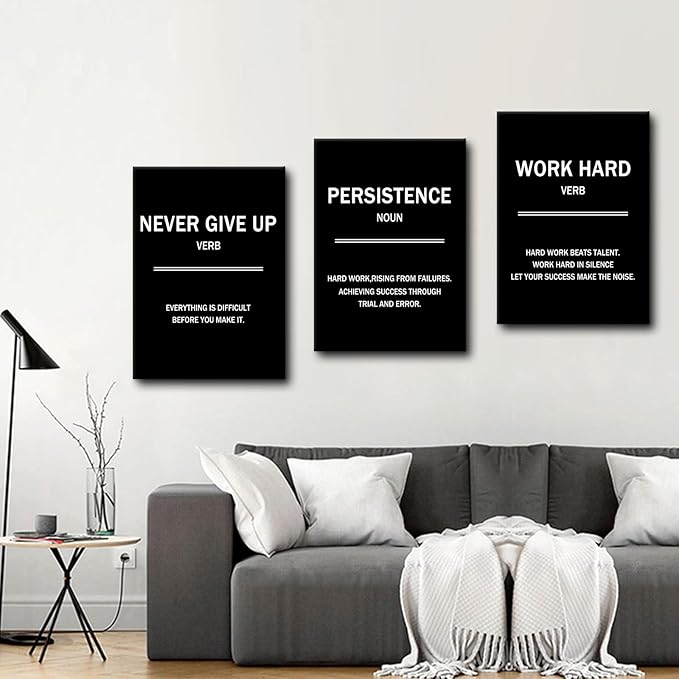 3 Pieces Inspirational Canvas Wall Art Motivational Quotes That Make People Passionate Signs of Success Posters Print Artwork for Office Bedroom Bathroom Wall Picture Ready to Hang [60''W x 28''H]