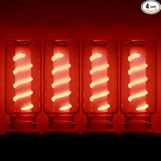 4PCS Touch Control Retro USB Night Light Dimmable Led Mood Lamp Plug in USB Mini LED Bulbs Small Ambient Lighting for Car, Camping, Gift, Party, Holiday Decoration, Bedroom, Desktop (4, Red)