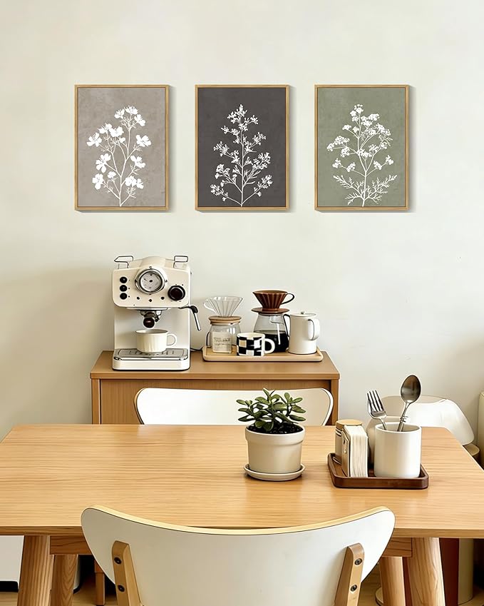 Drsoum Flower Framed Wall Art Vintage Floral Minimalist Wall Hanging Decor Farmhouse Colorful Botanical Prints Artwork for Office Dining Room Hallway 11x14in Natural Framed