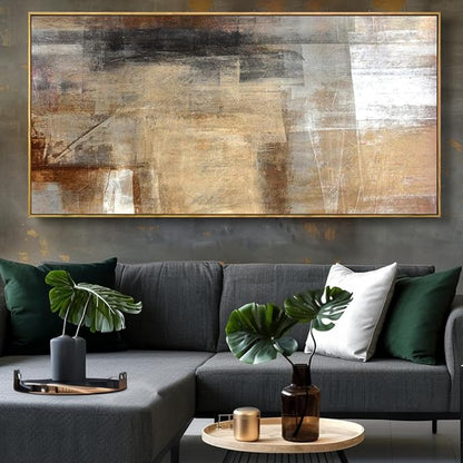Wall Art Abstract Wall Decor Yellow Black Ink Canvas Painting Modern Artwork for Living Room Bedroom Dining Room Home Office Decor 30"x60" with Framed