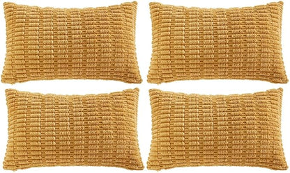 Fancy Homi 4 Packs Decorative Throw Pillow Covers for Living Room Couch Bed, Modern Farmhouse Boho Home Décor Accent Cushion Case, 24" x 12", Mustard Yellow