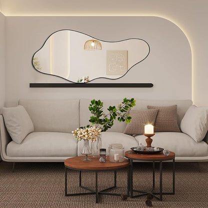 Irregular Frameless Mirror, 47.2"x21.6" Asymmetrical Aesthetic Wall Mirrors, Modern Organic Shape Mirrors for Living Room Bedroom Entryway Hallway, Horizontal or Vertical Hanging