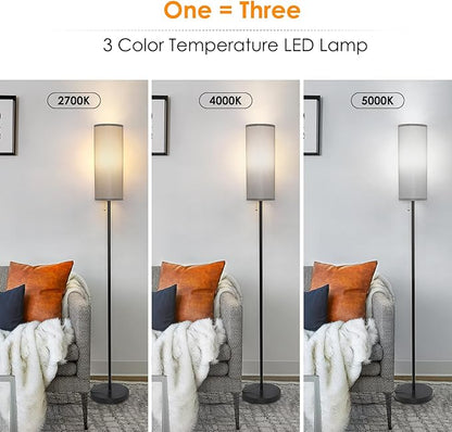 Coucrek Floor Lamp for Living Room, 3 Color Temperature Modern Standing Lamps, Minimalist Floor Lights for Bedroom, Office, Reading,Gray