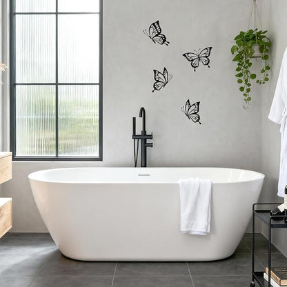 PoYang 4 Pieces Metal Butterfly Wall Decor - Butterflies Metal Wall Art for Living Room Dining Room Bedroom Bathroom Kitchen | Black | Lightweight | Cute and Modern | Easy to Install