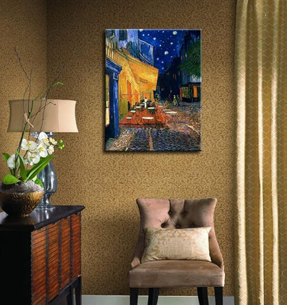 dgbtcart Cafe Terrace At Night by Vincent Van Gogh Artwork Poster, Classic Wall Art Canvas Print for Bedroom Bathroom Decor - 16"x24"