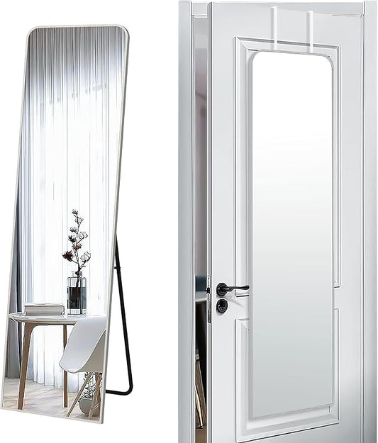 SCWF-GZ Rectangle 57x16 Mirror Full Length Wall Mounted Hanging or Against Wall Metal Frame Dressing Make-up Mirrors for Entryway Bedroom Bathroom Living Room 57 16 inch Silver