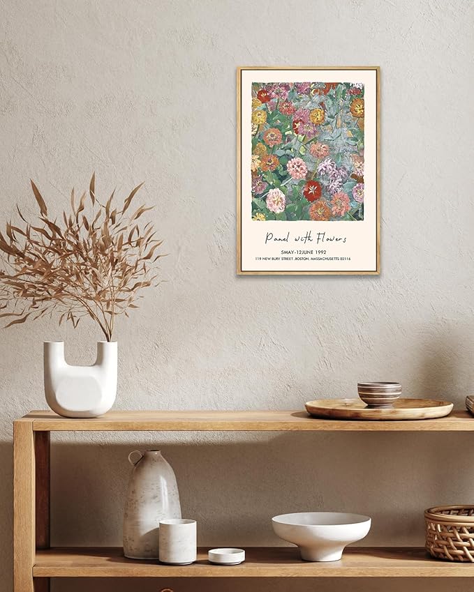 Zzuyi Framed Matisse Flower Wall Art,Flower Colorful Abstract Canvas Artwork for Walls,Retro Vintage Matisse Paintings Prints Pictures for Hallway Home Office 16x24in