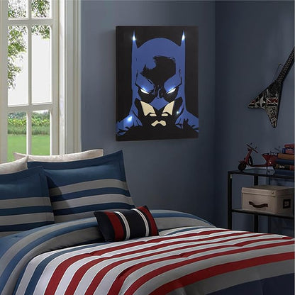 Batman LED Wall Art,11.5"x15.75" Children's Hanging Décor, Light-Up Artwork for Kids' Rooms