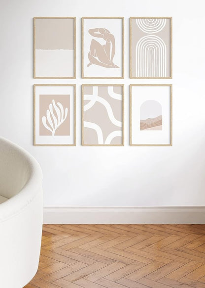 HAUS AND HUES Beige Oak Wood 16x24 Picture Frame - Modern Wood Wall Art Display - Lightweight 16x24 Frame for Art Prints, Photos, Posters - Ready-to-Hang Vertically & Horizontally (Set of 6)