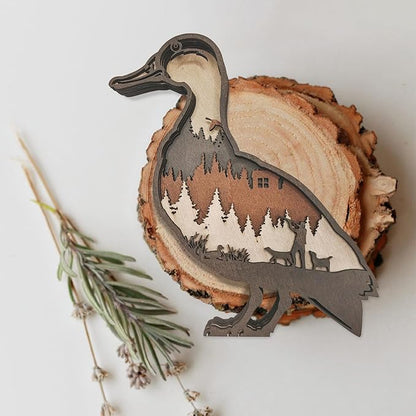 Laozai Wooden Forest Animals Duck Decor Cabin Rustic Decor Wall Decorations Mountain decor for Bedroom Living Room Table Decorative