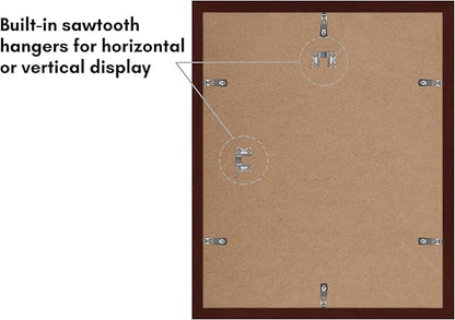 Americanflat 12x15 Picture Frame with Polished Plexiglass - Set of 5 - Use as 9x12 Frame with Mat or Display 12x15 Photo Without Mat - Galleria Collection - Picture Frames for Wall Display - Mahogany