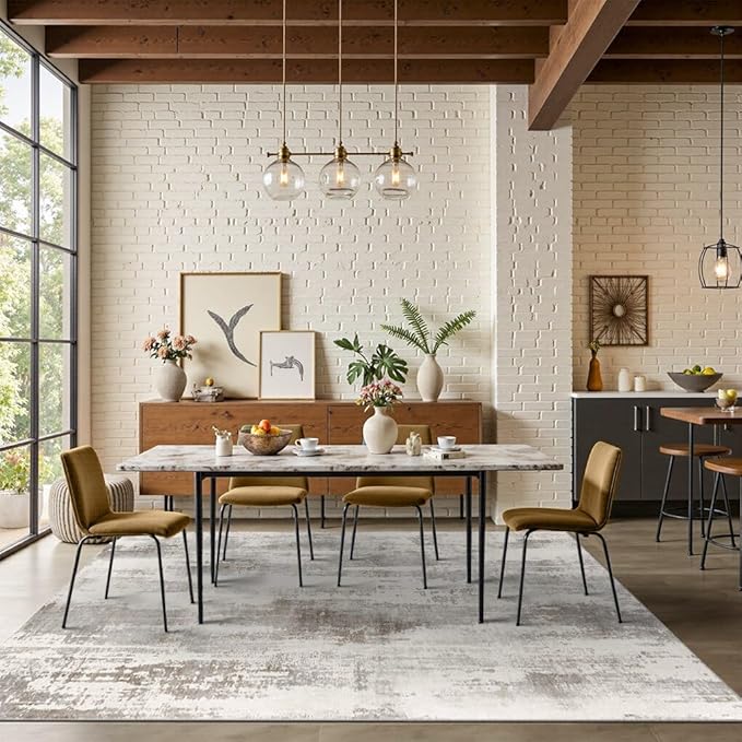 Rugxara 6x9 Washable Area Rug for Living Room, Modern Abstract Large Boho Rugs for Office, Dining Room, Kids Room, Farmhouse, Durable Low Pile Non Slip Carpet for High Traffic Areas,Beige Taupe