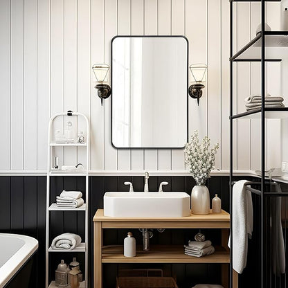 Fabuday Bathroom Mirrors Over Sink 2 Pack- 36x24 Inch Black Matte Framed Mirrors Wall Mounted, Large Rectangle Vanity Mirror Metal Frame for Bathroom Double Sink, Farmhouse, Bedroom, Restroom