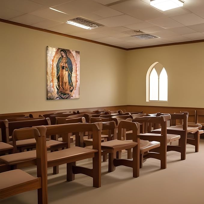 Mexico Our Lady of Guadalupe Portrait Wall Art Lamina enmarcada de Nuestra Señora de Guadalupe Painting picture Wall Decor Religion Catholic Poster Print Artwork for Altar bedroom 16x24 in Canvas