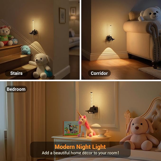 JandCase LED Night Light Plug into Wall, Dusk to Dawn Sensor, Dimmable 0-100LM Adjustable Brightness, 3000K Soft White Night Light for Bedroom, Bathroom, Stairway, Hallway, 1 Pack