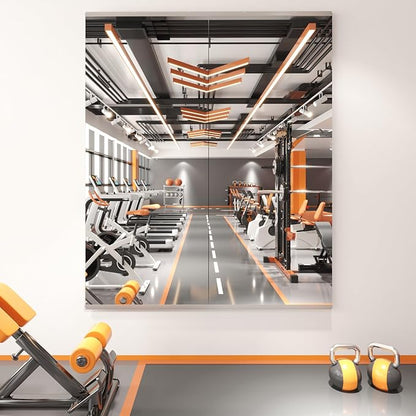 Peegel Home Gym Mirror - 56''x24''(2PCS) Large Frameless Tempered Glass Workout Mirrors for Home Gym Wall,Yoga,Garage,Dance
