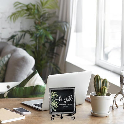Home Decor, Farmhouse Be Still And Know That I Am God Shelf Decor For Living Room, Christian Gifts For Women Men, Entryway Tv Stand Fireplace Mantle Coffee Table Decoration (Still-13)