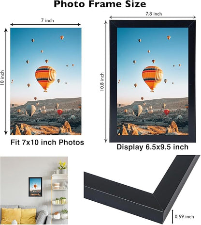 JCJMY 7x10 Picture Frame Set of 6 Black for Wall Hanging or Tabletop- Wall Mounting Horizontally or Vertically, 7 x 10 Wall Gallery Poster Photo Frames for 7 by 10 Photo,6 Pack, Black