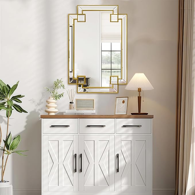Gold Mirror for Bathroom, 24x36 Inch Rectangle Bathroom Vanity Mirror for Over Sink, Modern Decorative Mirror for Living Room Entryway Fireplace Mantel (Horizontal/Vertical)
