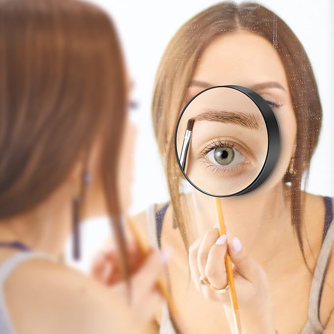 MIYADIVA 30X Magnifying Mirror, Small Travel Mirror with Suction Cup and Tweezers, 3.5 Inches