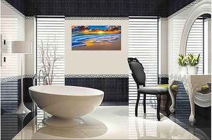TutuBeer 1 Pcs Wall Decor Beach Ocean Pictures Sunrise over the Beach Pictures Print on Canvas Pictures of the Beach Pictures Wall Art Beach Paintings Ocean Wall Art Stretched and Framed 20" x 40"
