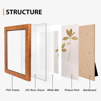 Fixwal 4x6 Picture Frame Set of 5, Vintage Photo Frame, Rustic Retro Picture Frame with Tempered Glass, Decorative Art on Walls and Tabletop Placement