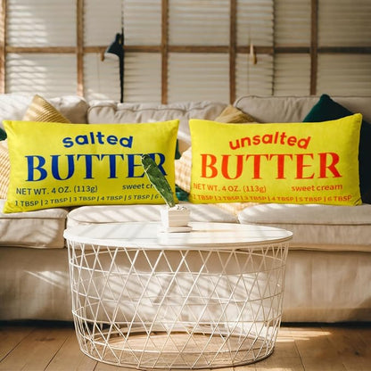 Newwiee 2 Pcs Butter Stick Rectangular Pillow Butter Lover Funny Foodie Baking Throw Pillow Decorative Cushion for Living Room Bedroom Kitchen Farmhouse Dorm Decor Foodie Food Lover Gifts