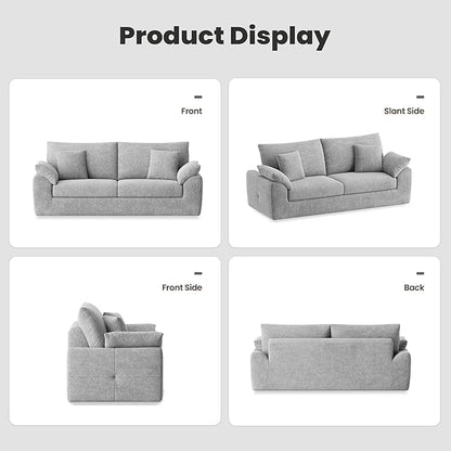 89.8" Modern Loveseat Sofa for Living Room, Cloud Boneless Couches with 4 Pillows, Mid Century Loveseat couches for Small Place, No Assembly Required, Light Grey