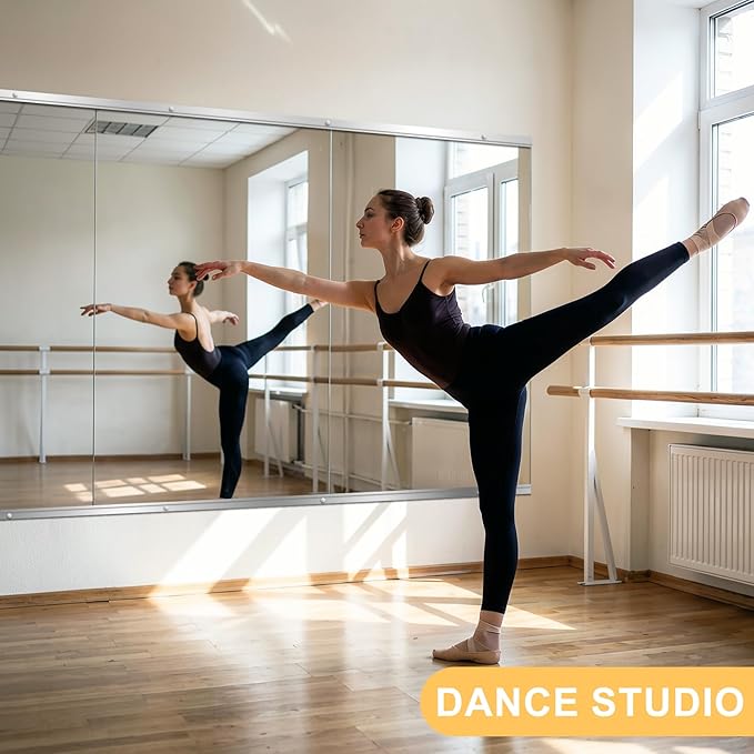 Home Gym Mirror for Wall, 54x30x2PCS, Full Length Workout Mirror, Large Frameless Tempered Glass Full Body Mirrors for Home Gym Yoga Fitness Garage Dance Studio, Black Color