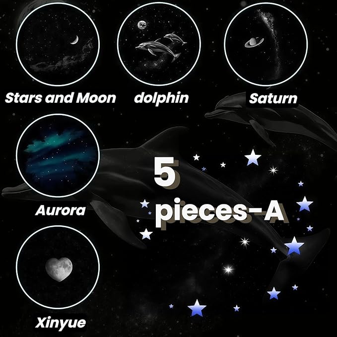 2-in-1 Galaxy Projector Night Light, USB Powered with Flexible Gooseneck & Touch Control for Bedroom, Car (5 Pieces-A)