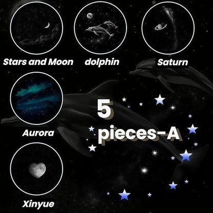 2-in-1 Galaxy Projector Night Light, USB Powered with Flexible Gooseneck & Touch Control for Bedroom, Car (5 Pieces-A)