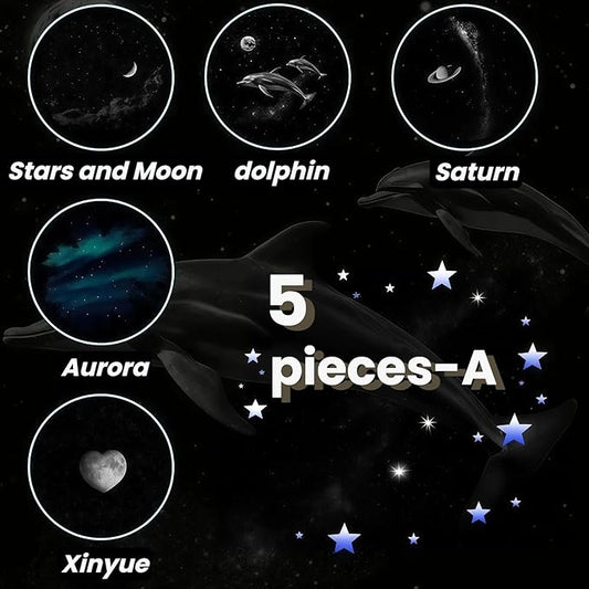 2-in-1 Galaxy Projector Night Light, USB Powered with Flexible Gooseneck & Touch Control for Bedroom, Car (5 Pieces-A)