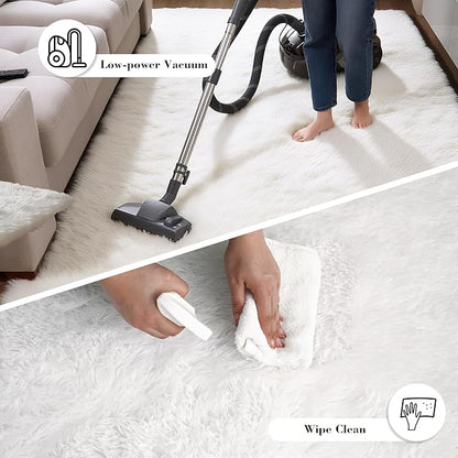 yongyangjuxin Soft Runner Rugs for Bedroom, White 2x8 Runners for Hallways Fluffy Rug Area Rug, Bedside Rug for Living Room Bedroom Kids Room Home Decor